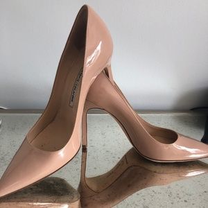 Manolo Blahnik Patent Leather Nude Pumps